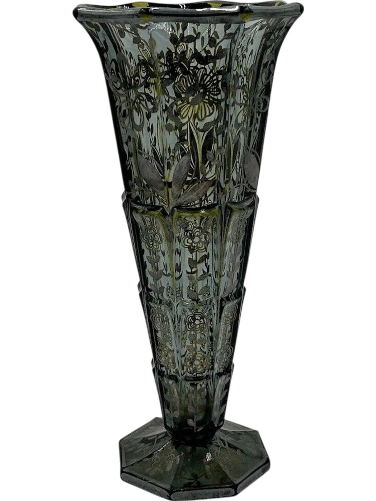 Vaso in vetro e decori in argento, anni '30 7
