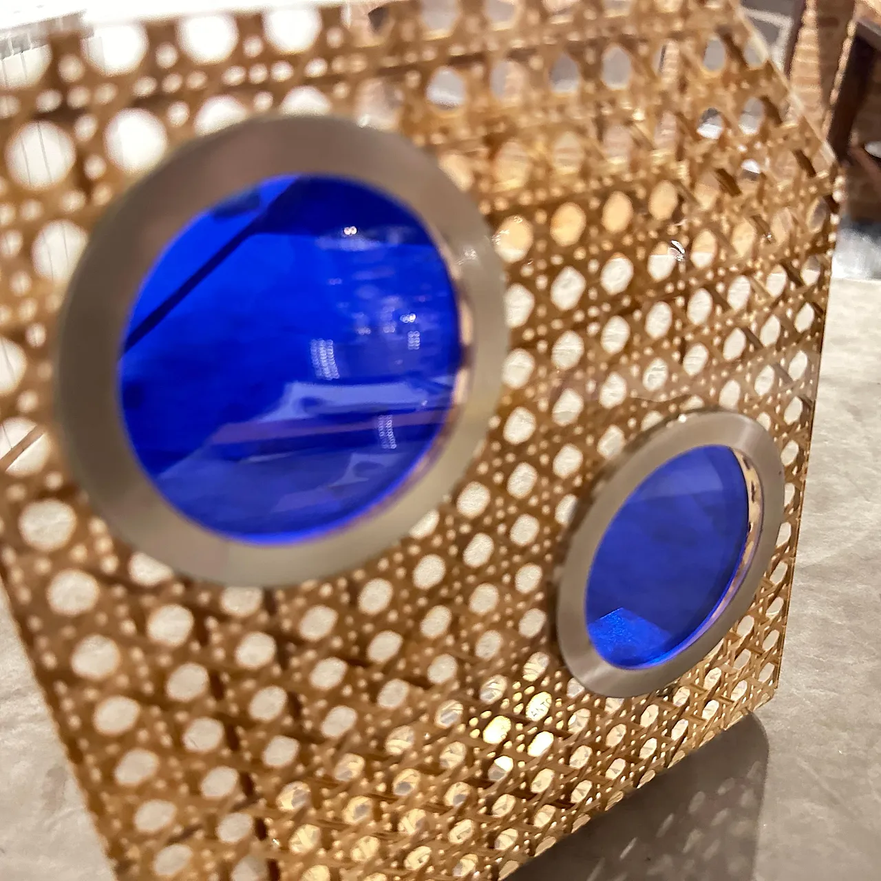 Straw and plexiglass photo frame by Dior Home, 1970s 7