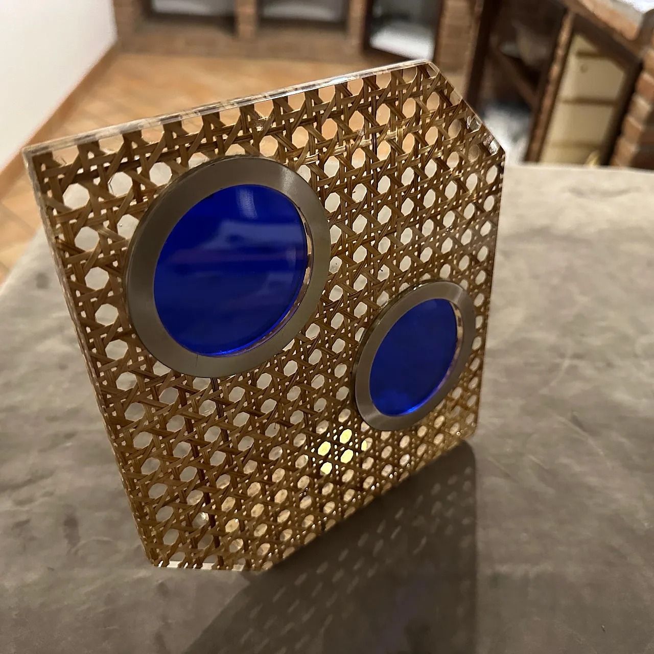 Straw and plexiglass photo frame by Dior Home, 1970s 9
