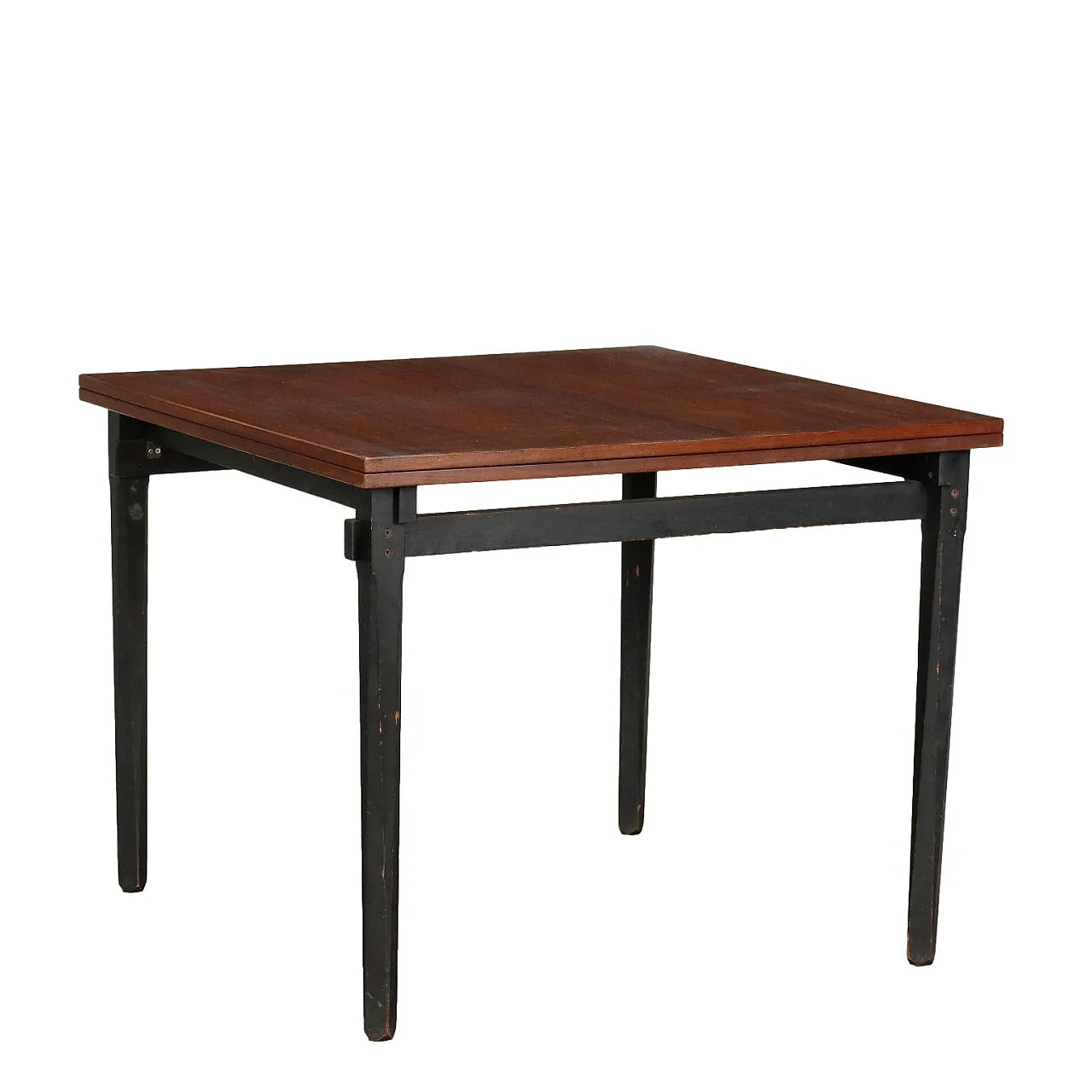 Tavolo allungabile con piano in jacaranda e struttura in legno tinto ebano, anni '60 1