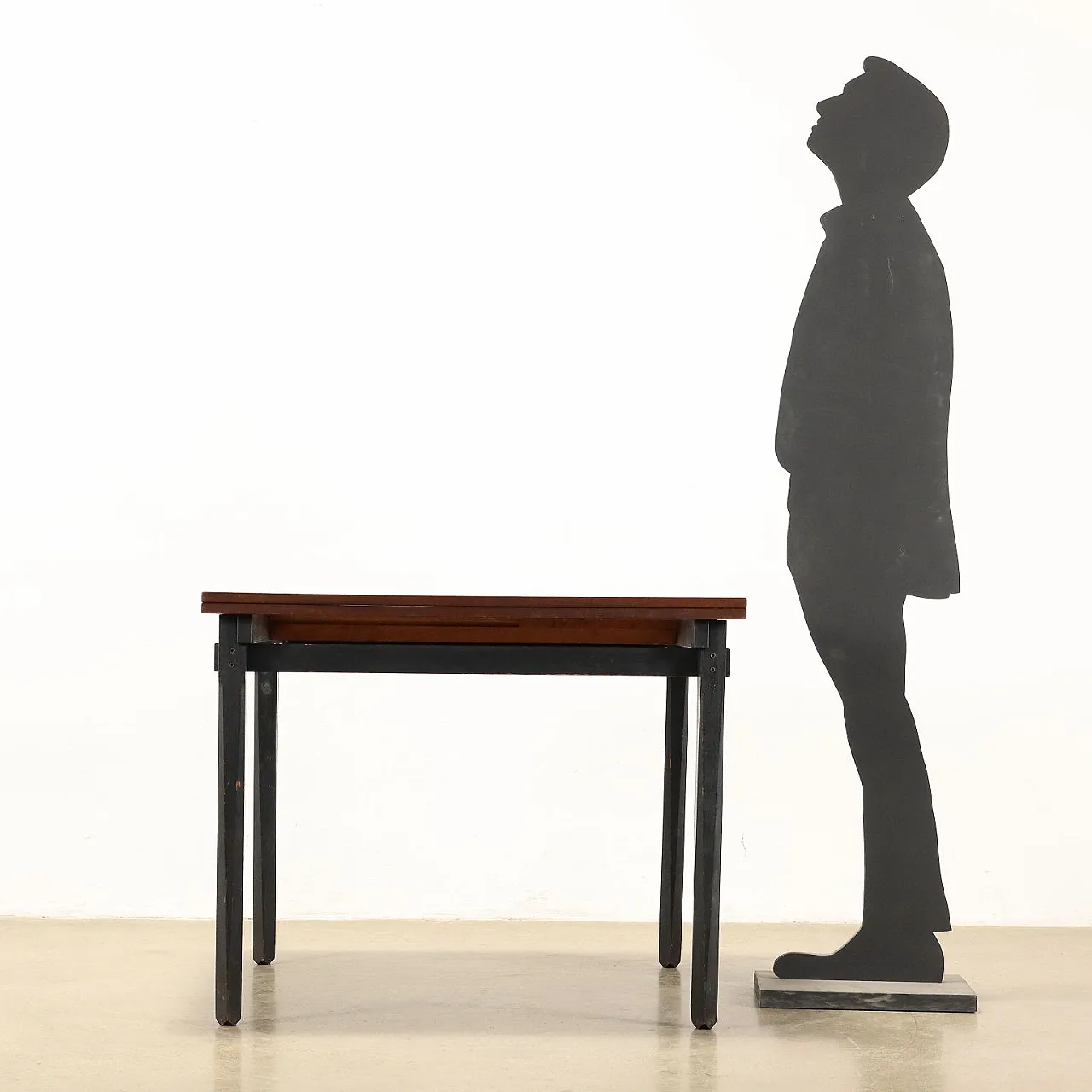 Tavolo allungabile con piano in jacaranda e struttura in legno tinto ebano, anni '60 2