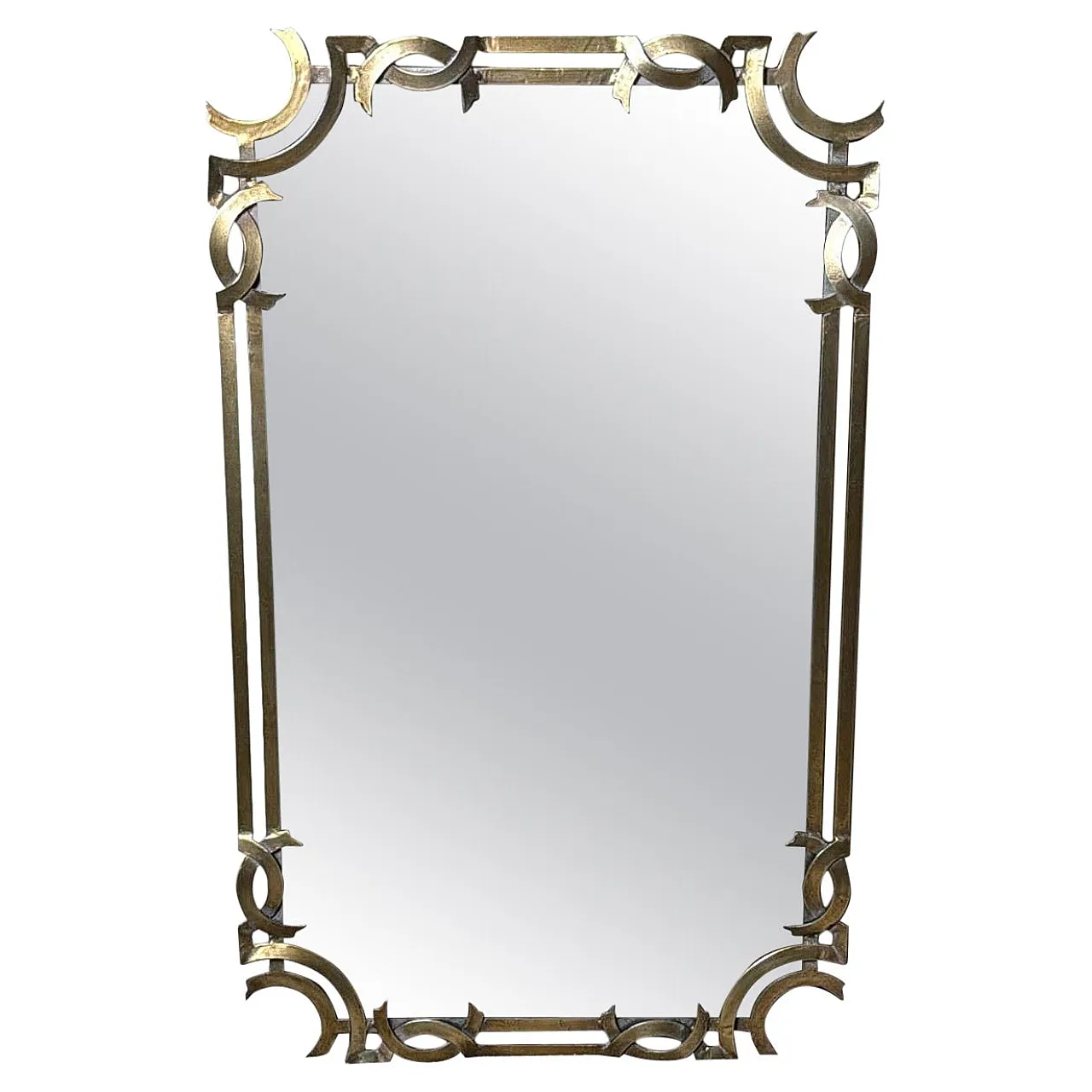 Wall mirror with gilded metal frame, 1980s 1