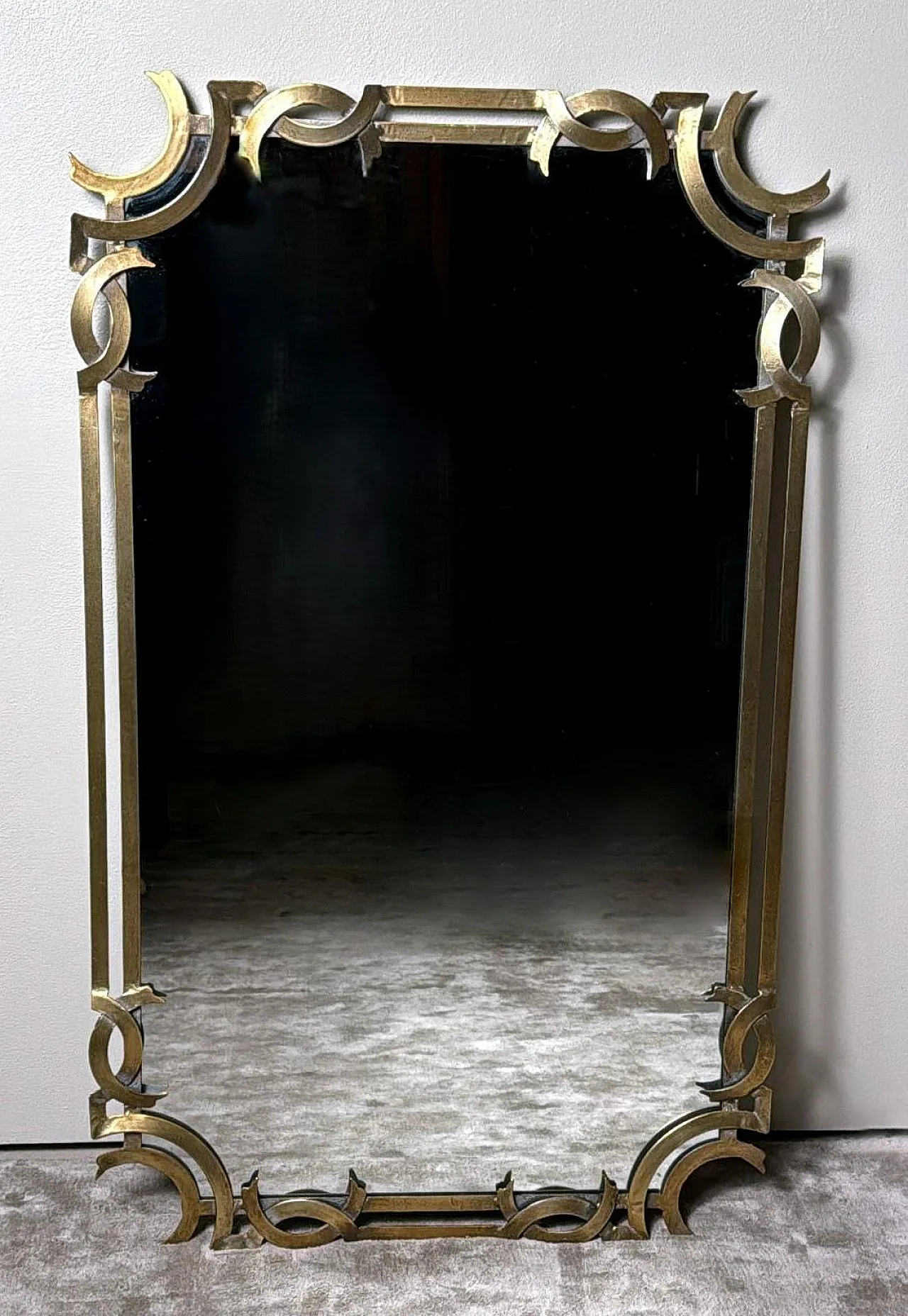 Wall mirror with gilded metal frame, 1980s 2