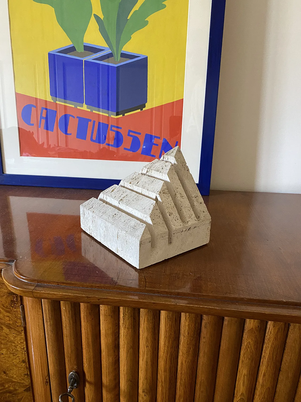 Enzo Mari, Travertine desk organizer, Fratelli Mannelli Italy 1970s 2