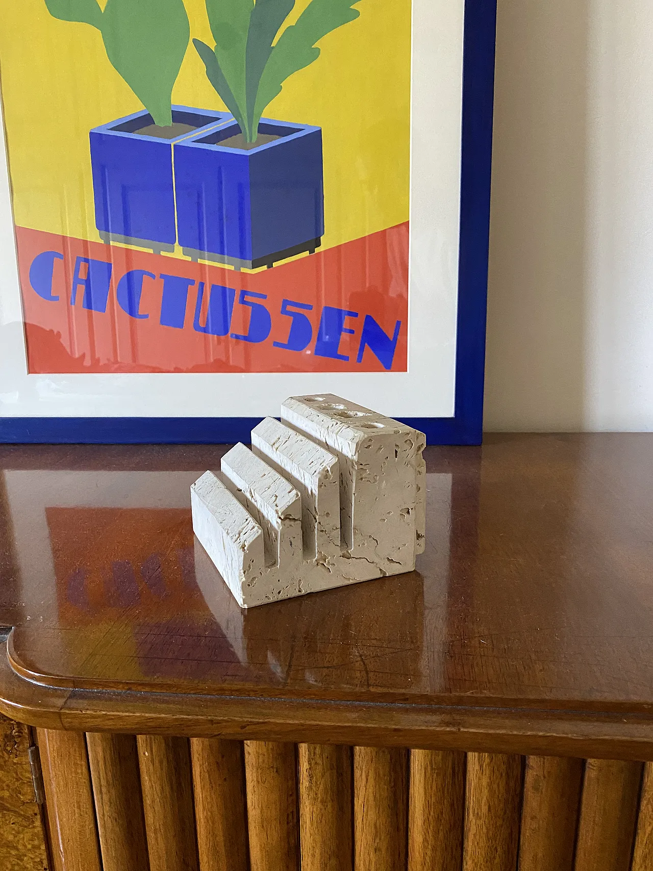 Enzo Mari, Travertine desk organizer, Fratelli Mannelli Italy 1970s 2