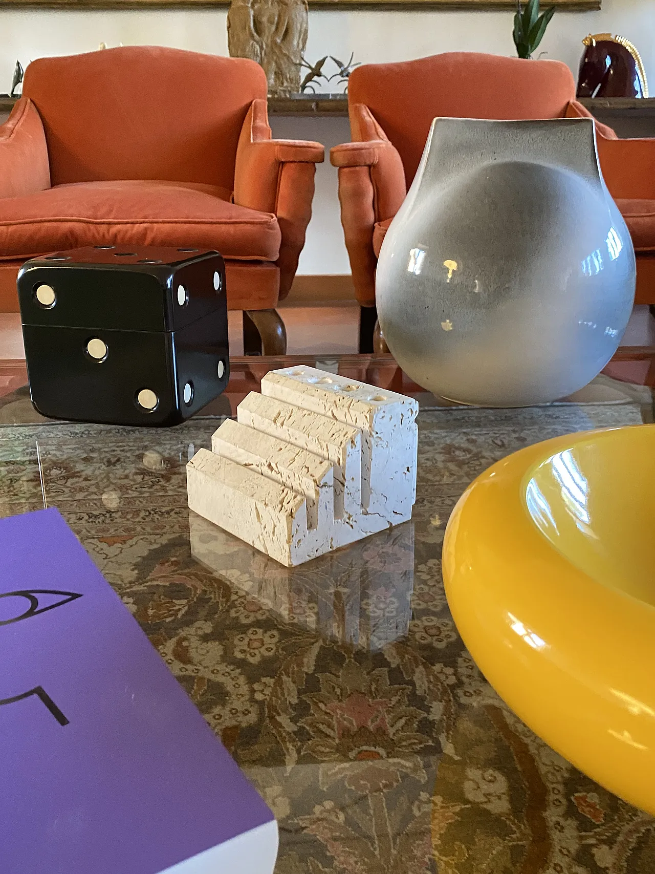 Enzo Mari, Travertine desk organizer, Fratelli Mannelli Italy 1970s 3