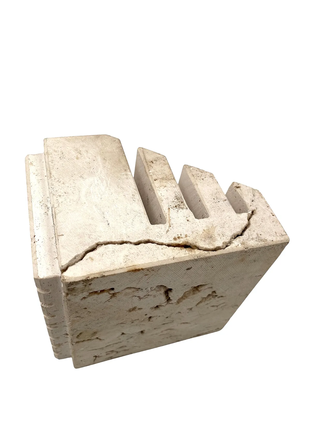 Enzo Mari, Travertine desk organizer, Fratelli Mannelli Italy 1970s 12