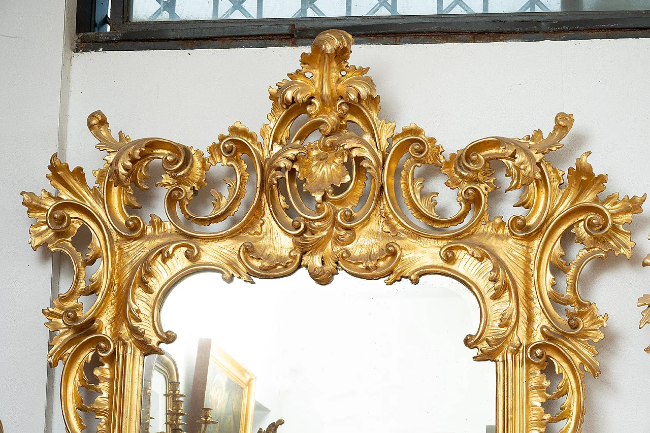Louis Philippe mirror in gilded and carved wood, Naples, '800 3