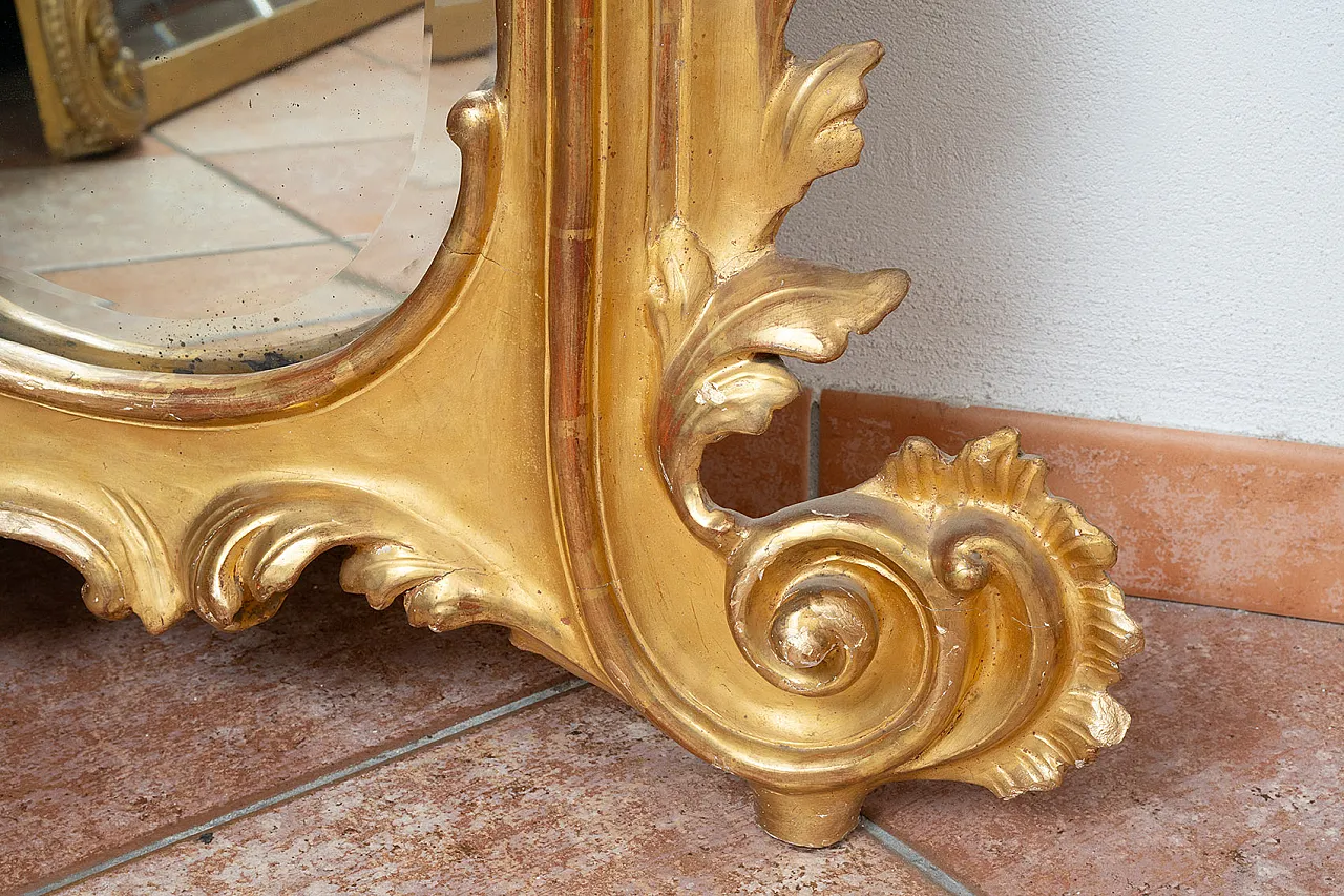 Louis Philippe mirror in gilded and carved wood, Naples, '800 4