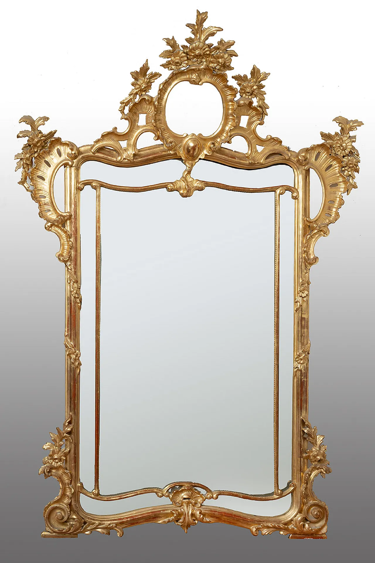 Louis Philippe mirror in gilded and carved wood, Naples, '800 1