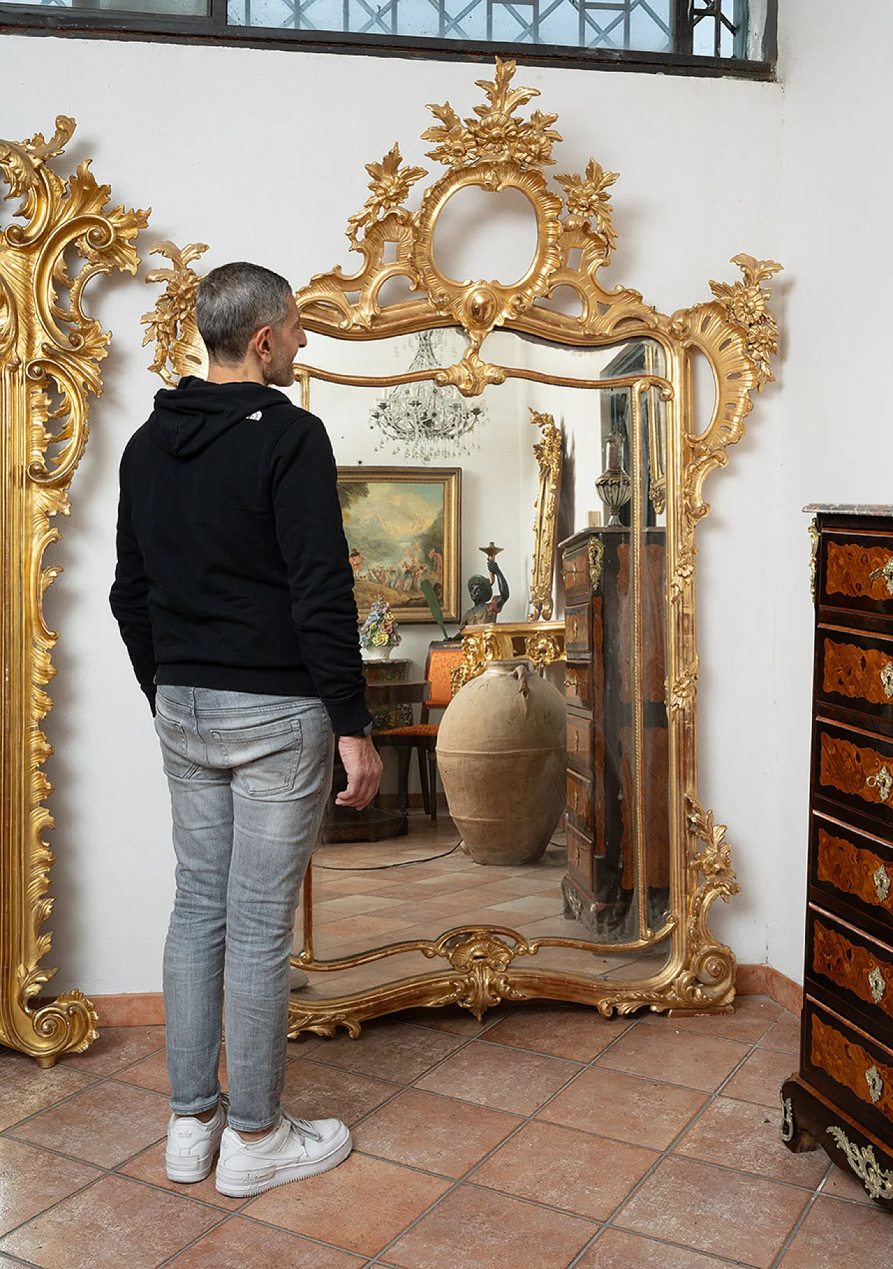 Louis Philippe mirror in gilded and carved wood, Naples, '800 2
