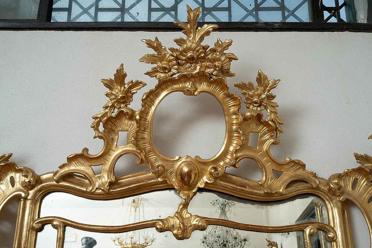 Louis Philippe mirror in gilded and carved wood, Naples, '800 3