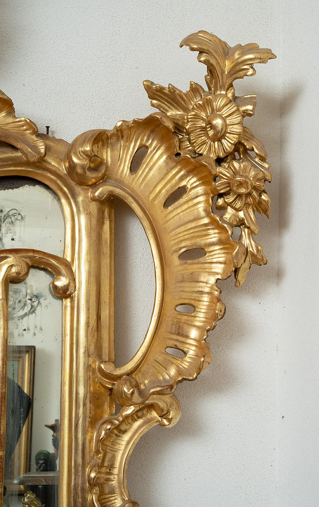 Louis Philippe mirror in gilded and carved wood, Naples, '800 4