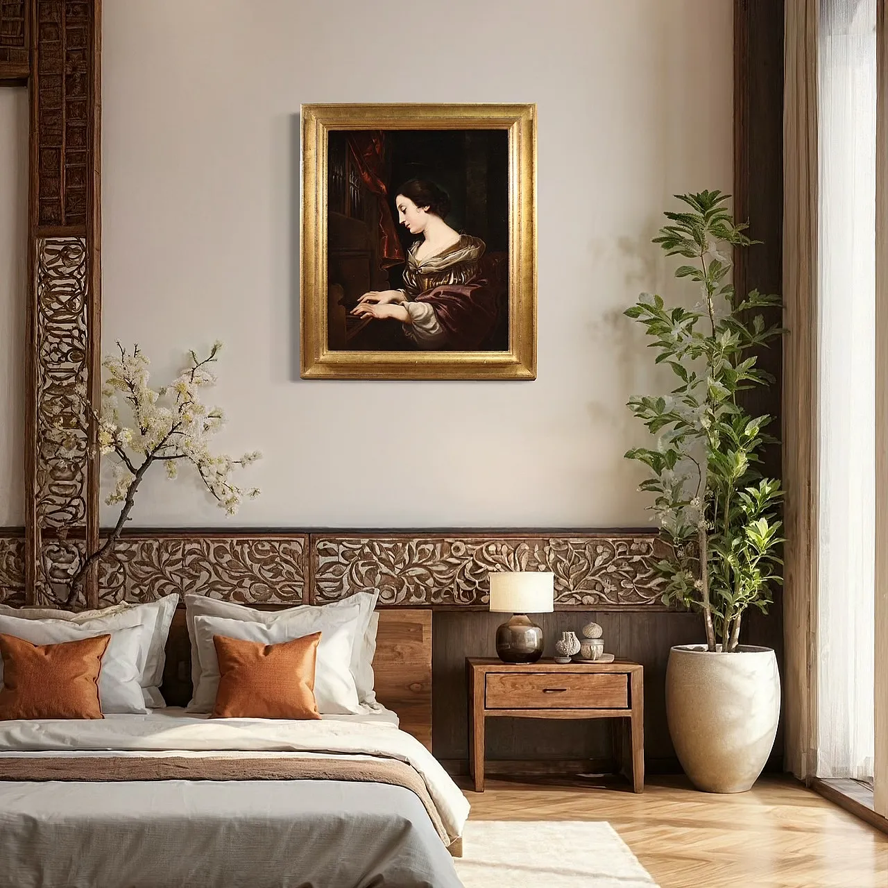 Santa Cecilia all'organo, dipinto barocco italiano, '600 13