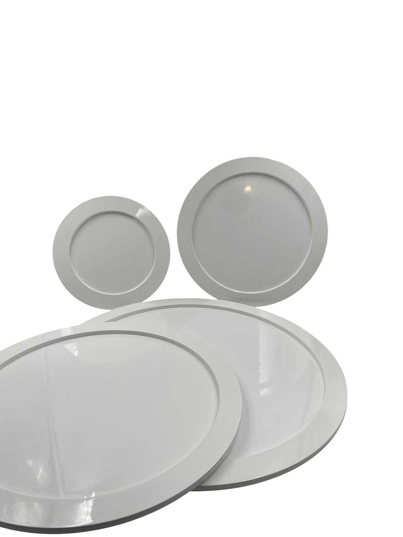 Centrotavola composto da vassoi impilabili bianchi, anni '70 5