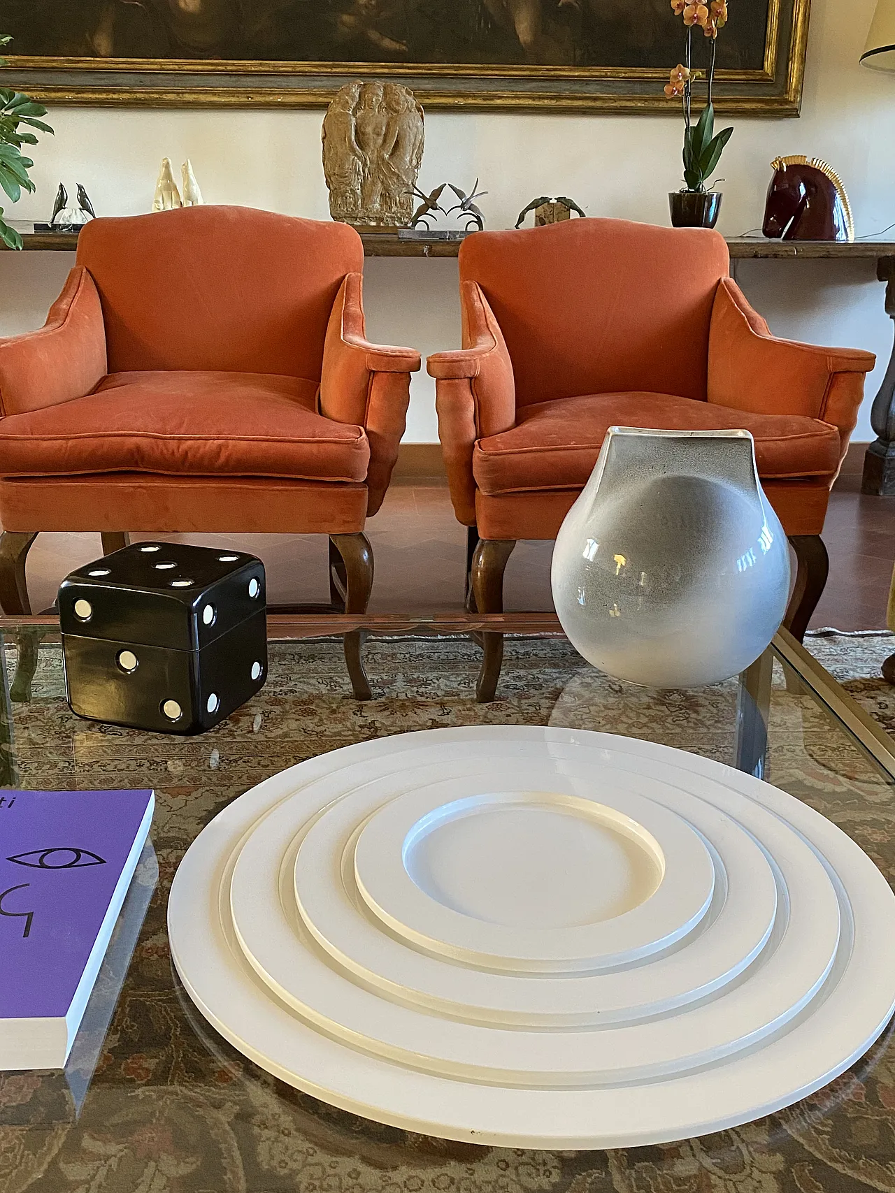 Centrotavola composto da vassoi impilabili bianchi, anni '70 8