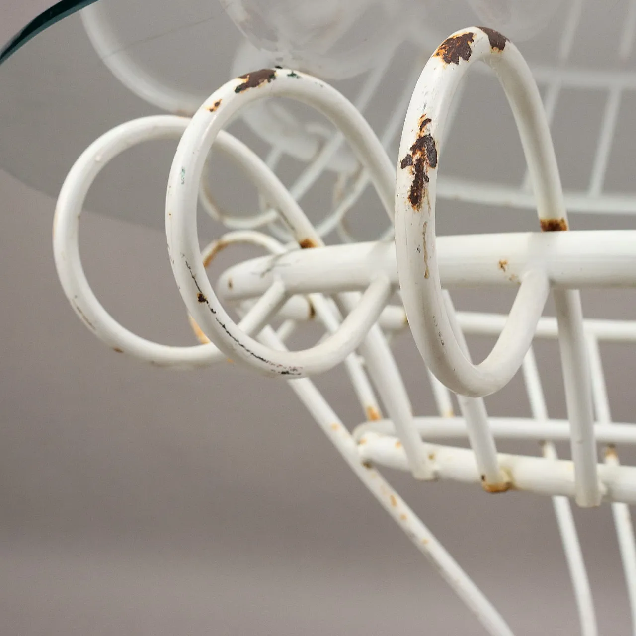 Tavolo in ferro battuto e vetro, anni '50 4