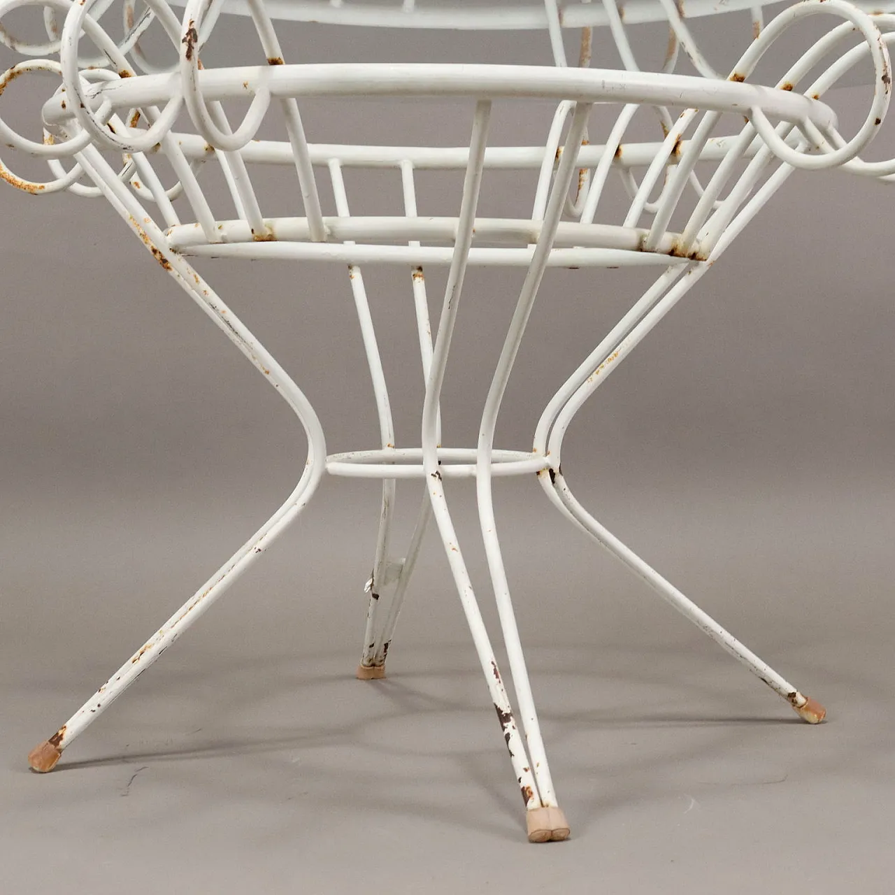 Tavolo in ferro battuto e vetro, anni '50 5