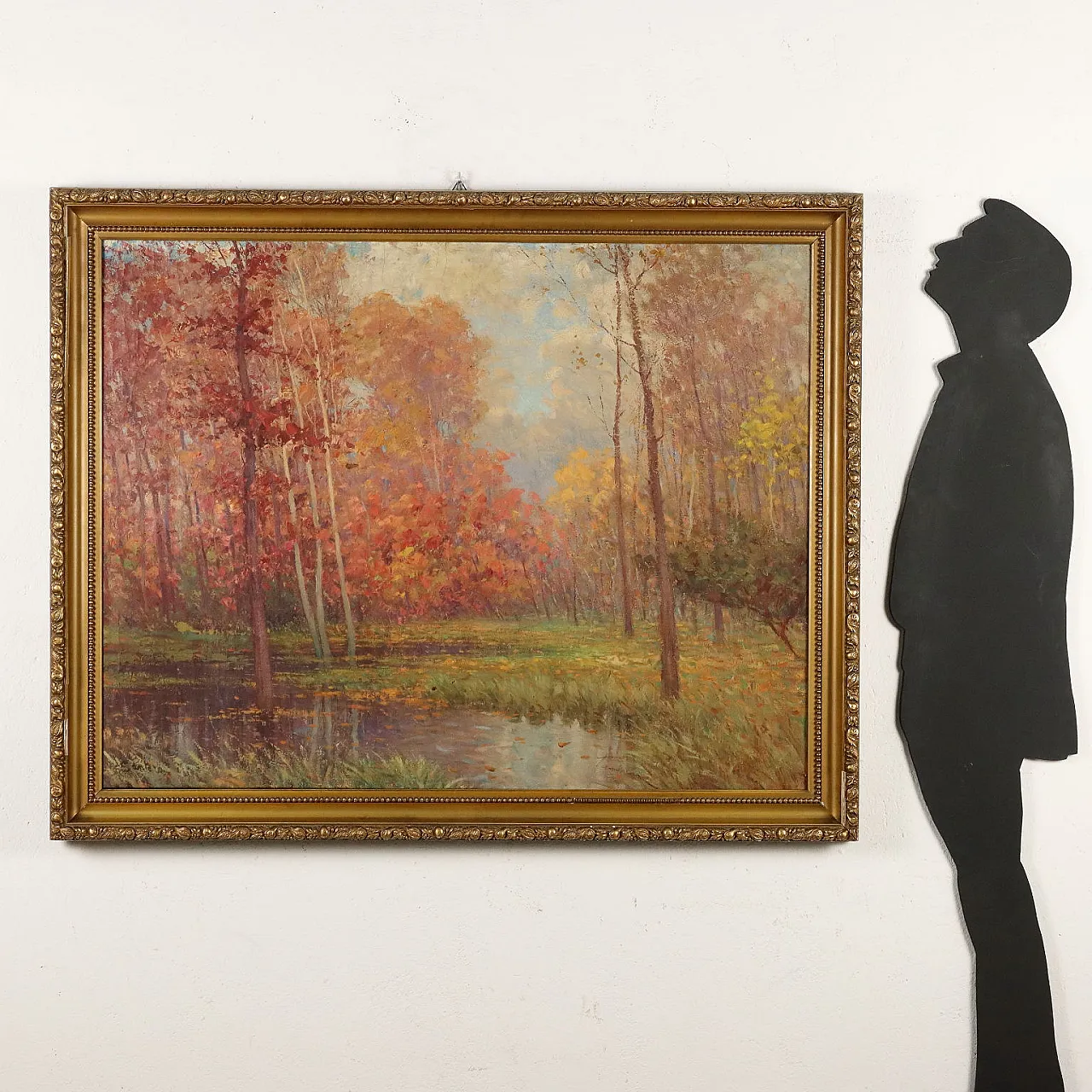 Paesaggio boschivo autunnale, dipinto a olio su tela 2