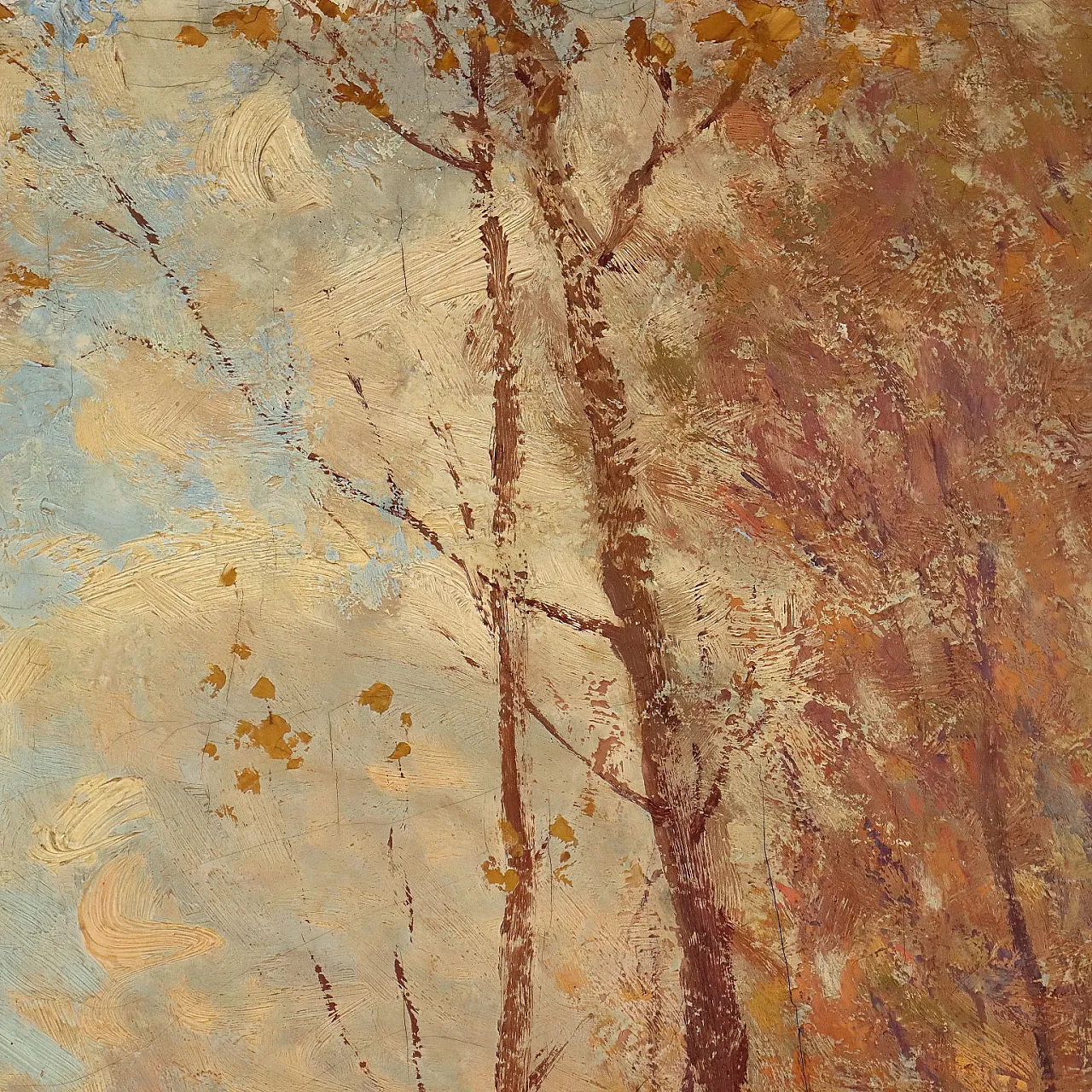 Paesaggio boschivo autunnale, dipinto a olio su tela 6