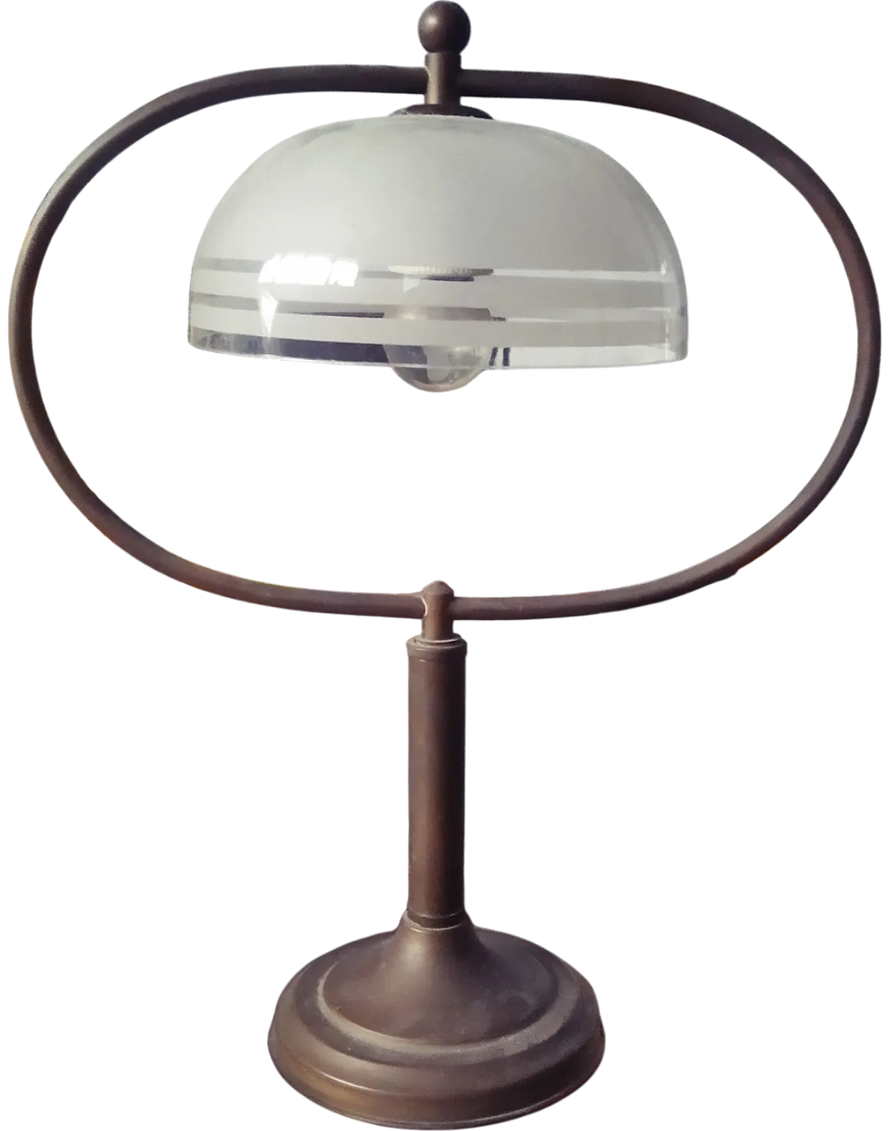 Grace table lamp in copper and blown glass, 40s 8