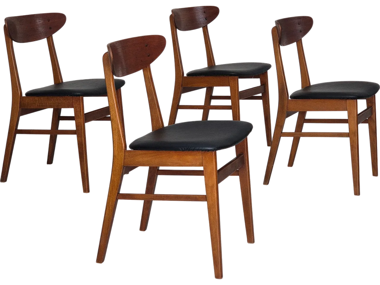 4 Danish dining chairs by Farstrup, bent teak wood, 1960s 16