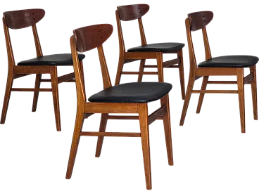4 Danish dining chairs by Farstrup, bent teak wood, 1960s