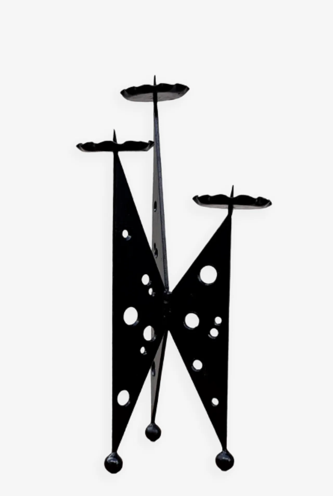 Wrought iron candle holder in Brutalist style, 1970s 1