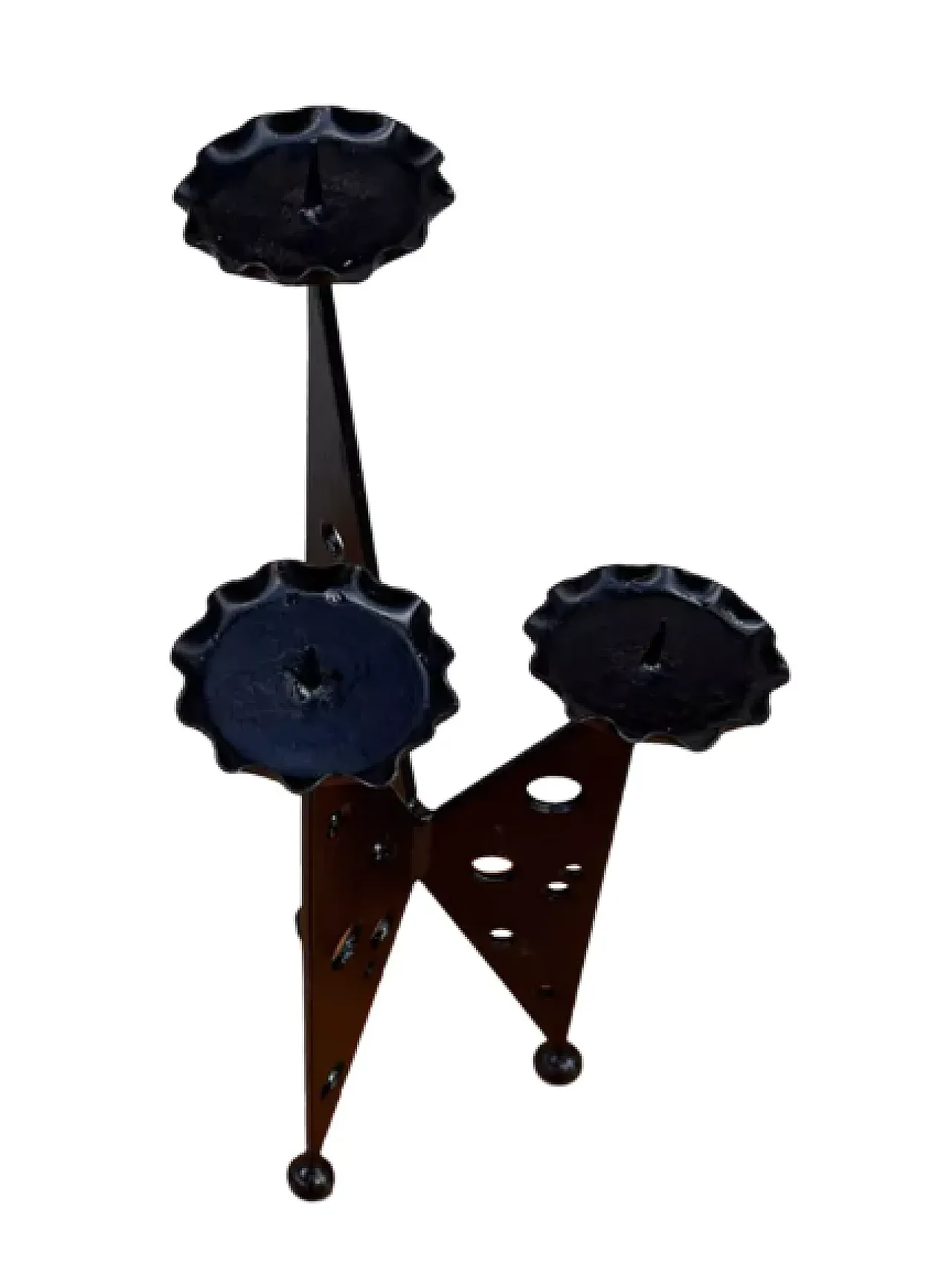 Wrought iron candle holder in Brutalist style, 1970s 2