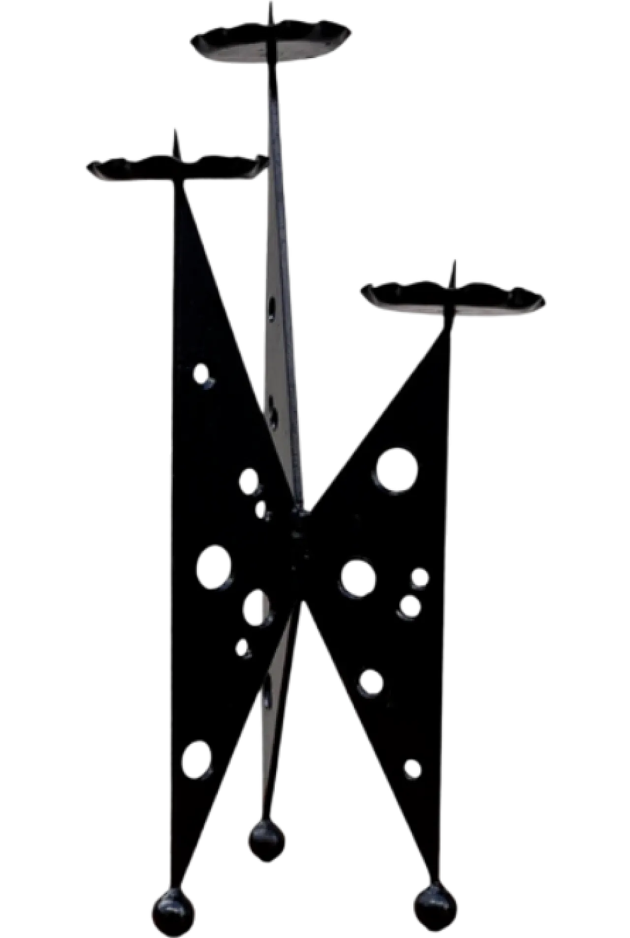 Wrought iron candle holder in Brutalist style, 1970s 4