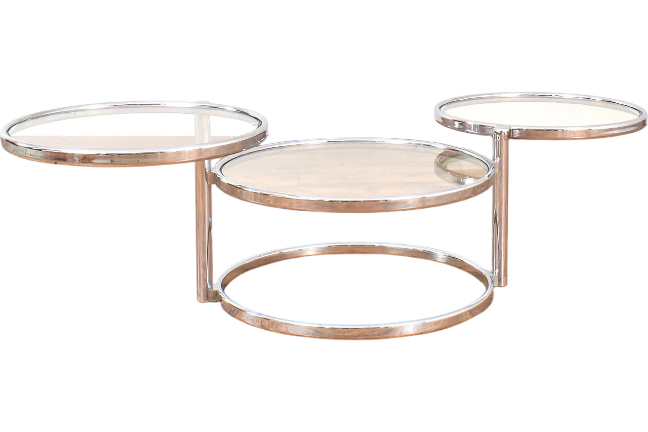 Vintage Milo Baughman Style Chrome Swivel Coffee Table, 1970s 14