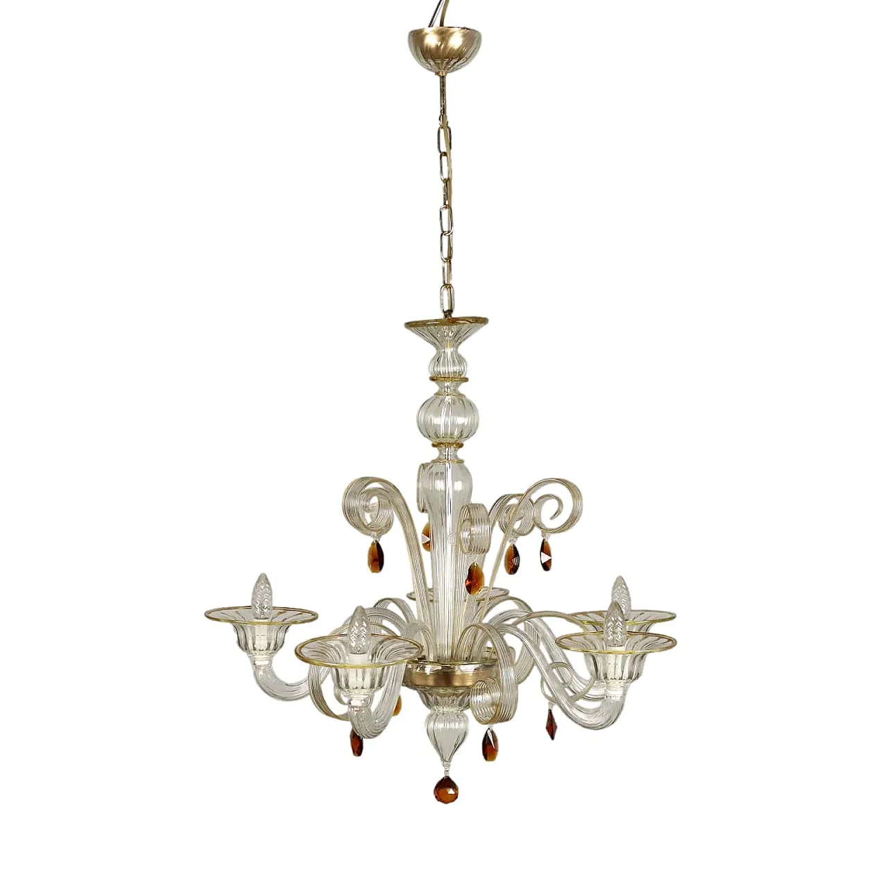 Lampadario Pastorale in vetro di Murano, anni '60 1