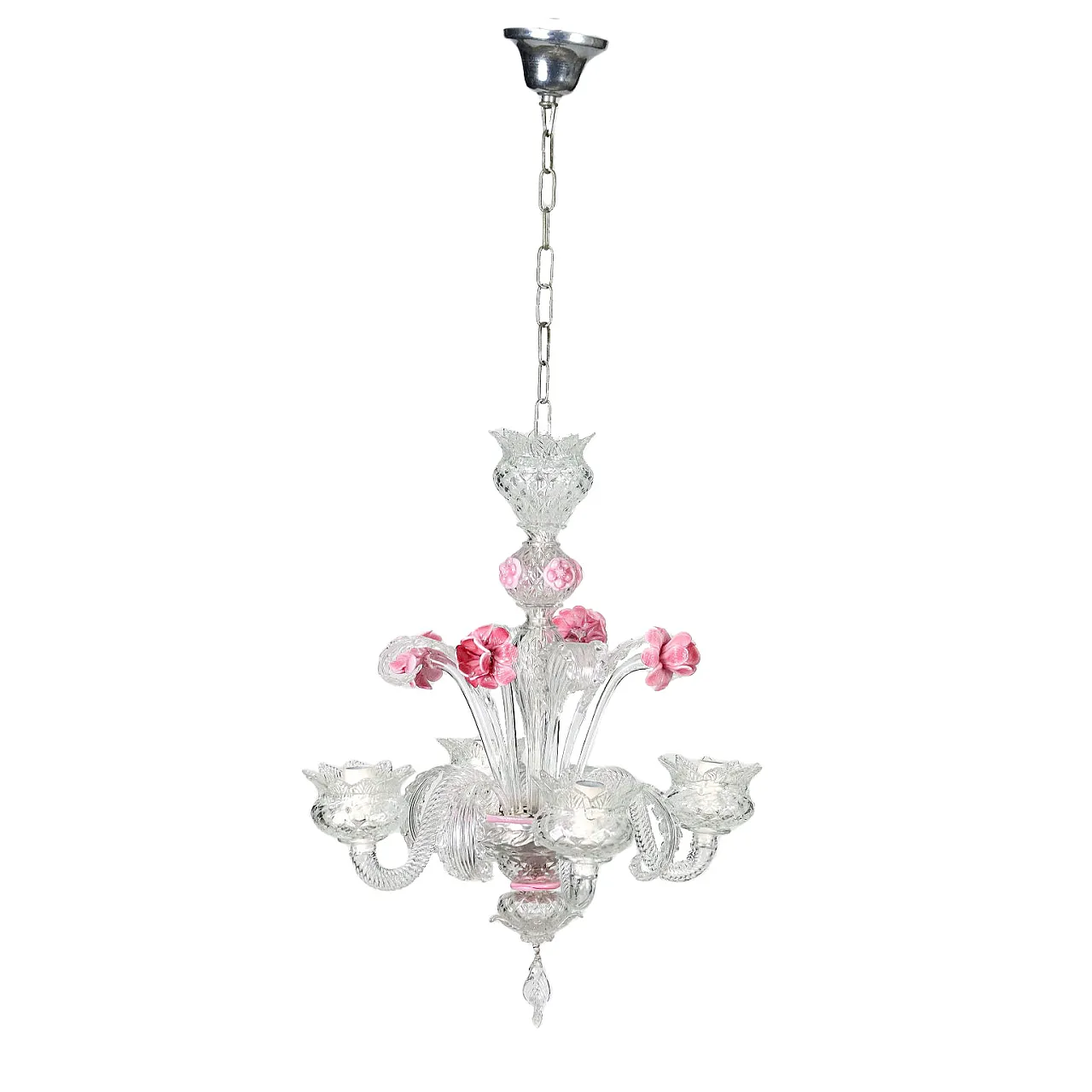 Piccolo lampadario in vetro di Murano, anni '50 1