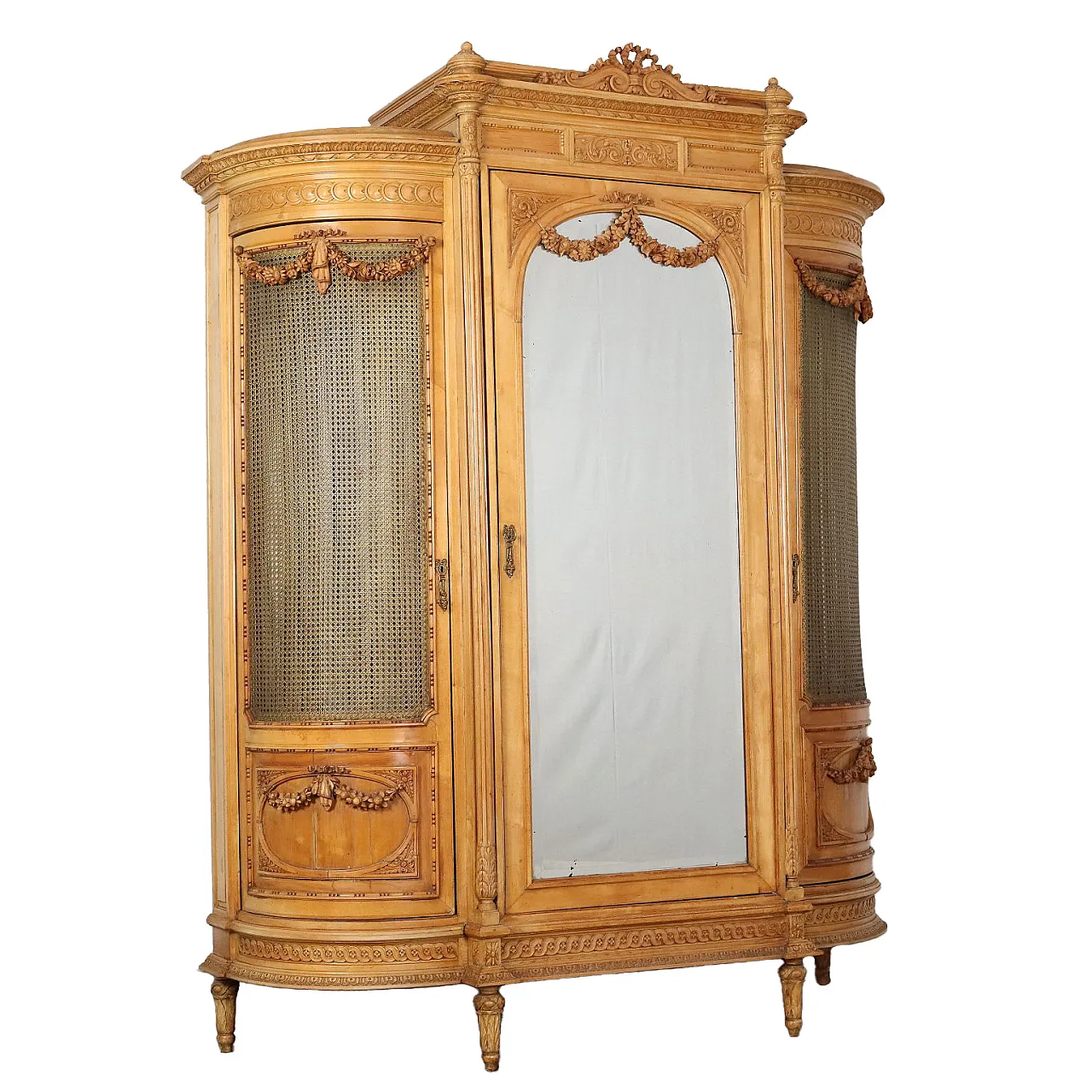 Armadio in acero a tre ante con specchio in stile Neoclassico, inizio '900 1