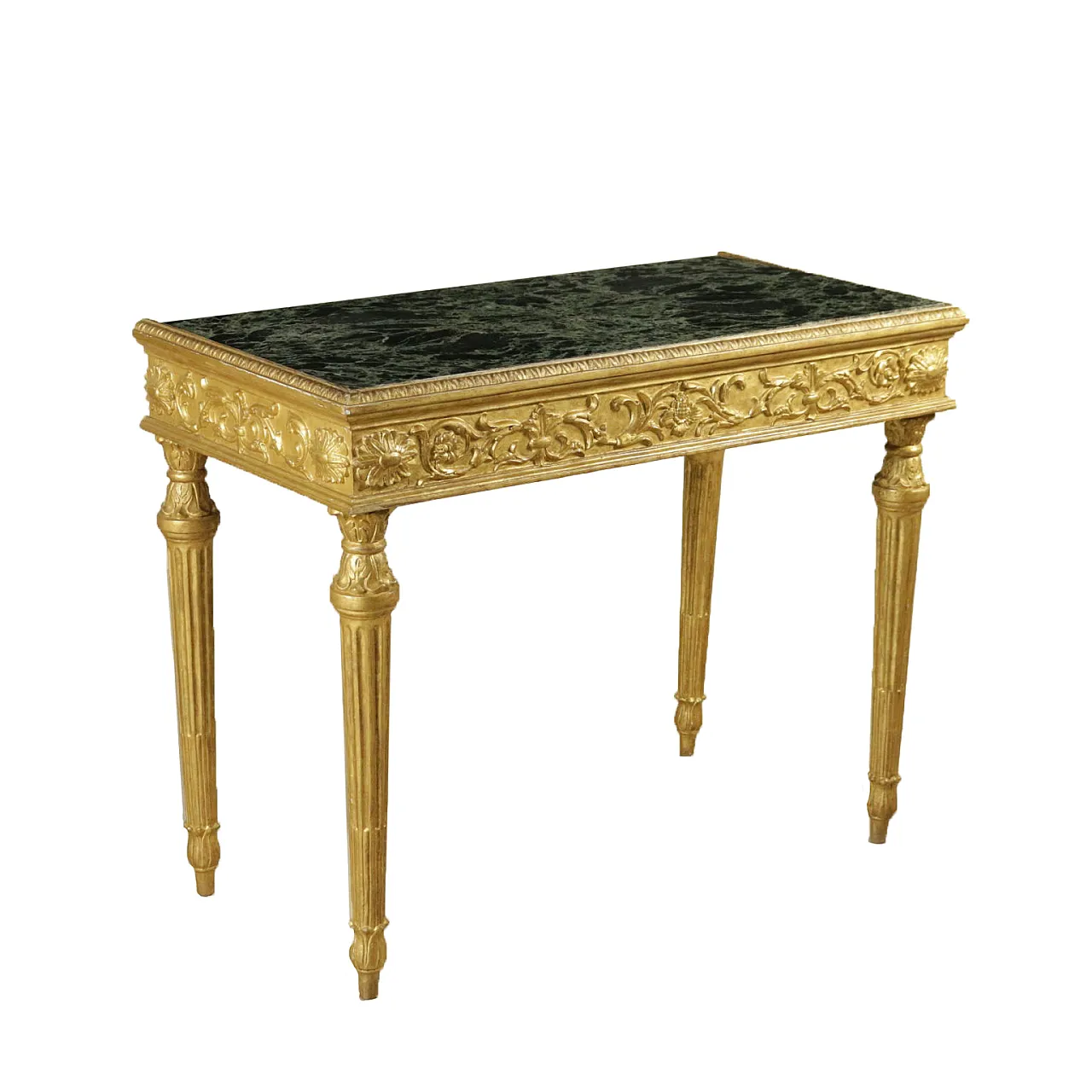 Consolle neoclassica con piano in marmo verde, del '700 1