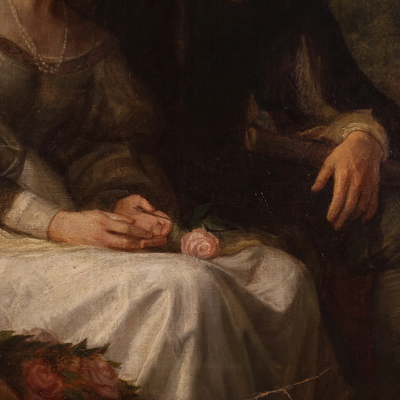 Emil Reynier, Romantic scene, painting signed and dated, 1888 12
