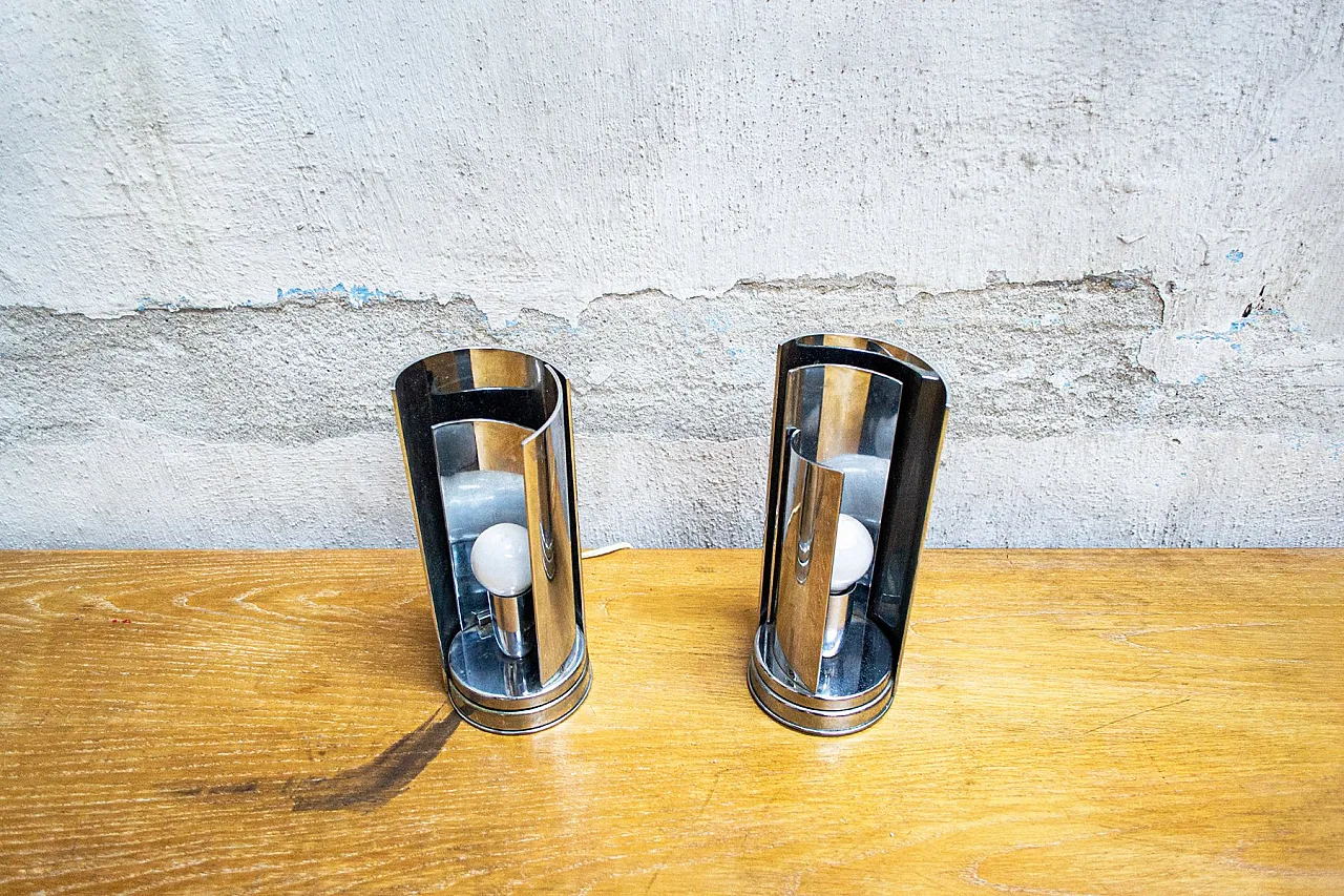 Pair of aluminium table lamps by Selenova, 1970s 2