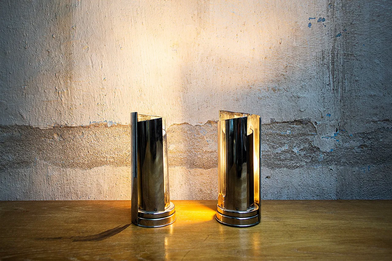 Pair of aluminium table lamps by Selenova, 1970s 3