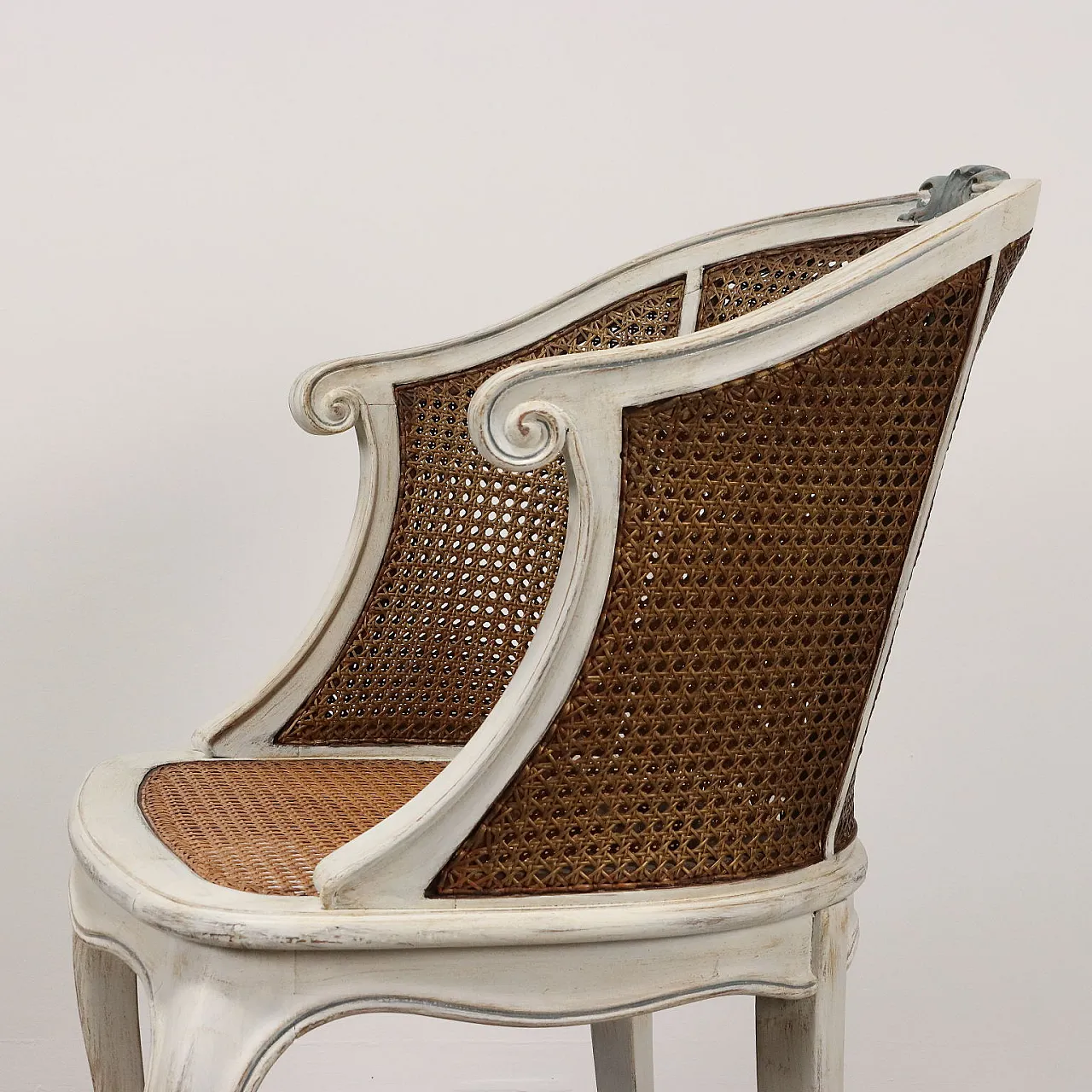 Poltrona in stile barocco laccata in noce, primo '900 3