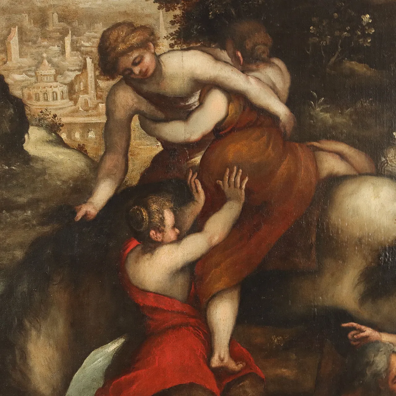 Clelia passes the Tiber, oil on canvas attributed to Domenico Lupini, 17th century 3