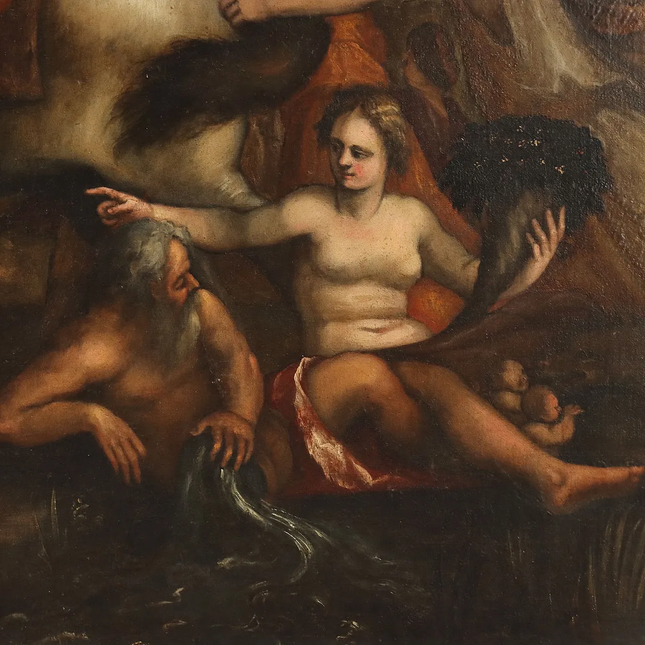 Clelia passes the Tiber, oil on canvas attributed to Domenico Lupini, 17th century 4