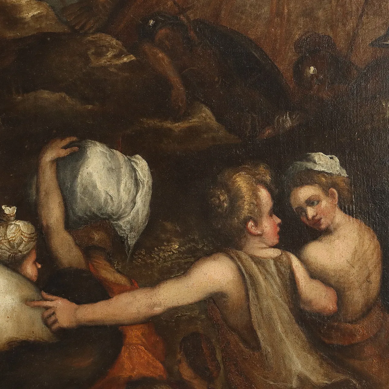 Clelia passes the Tiber, oil on canvas attributed to Domenico Lupini, 17th century 5