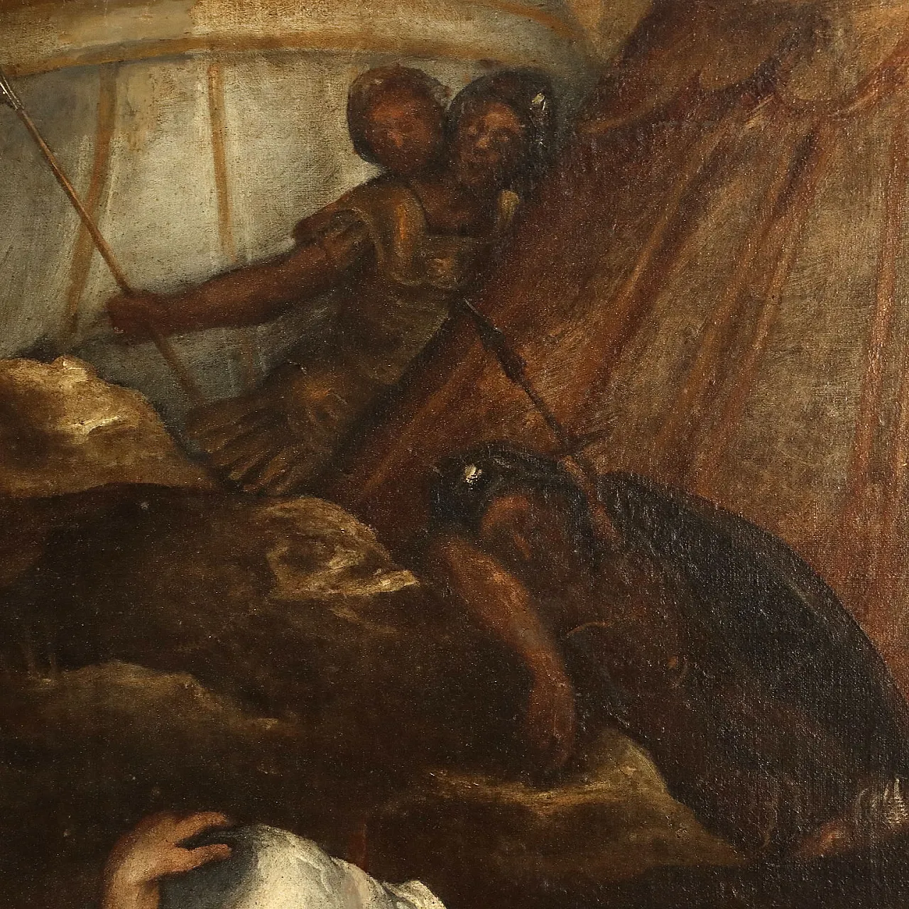 Clelia passes the Tiber, oil on canvas attributed to Domenico Lupini, 17th century 6