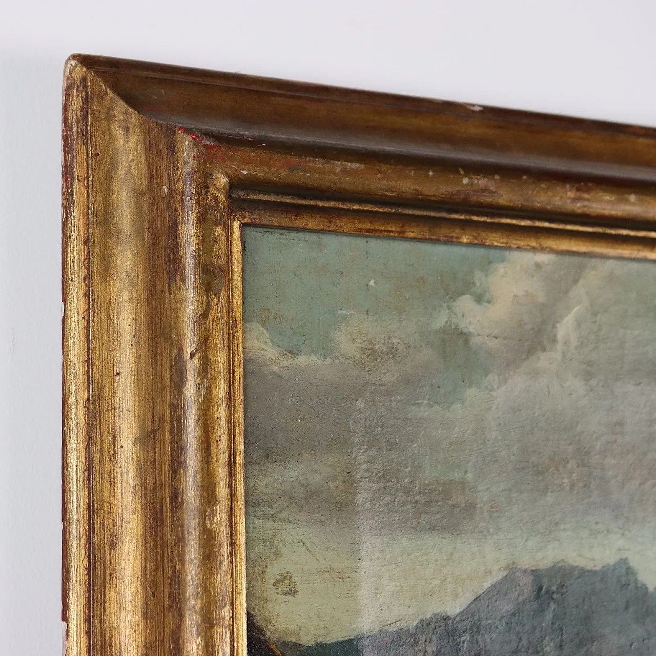 Paesaggio nordico con bestiame e pastorella, olio su tela, '700 10