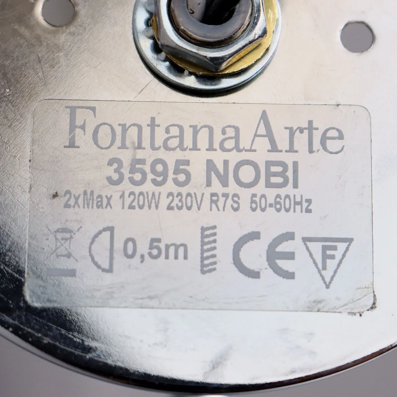 Lampada da parete Nobi a due luci di Fontana Arte, anni ‘80 6