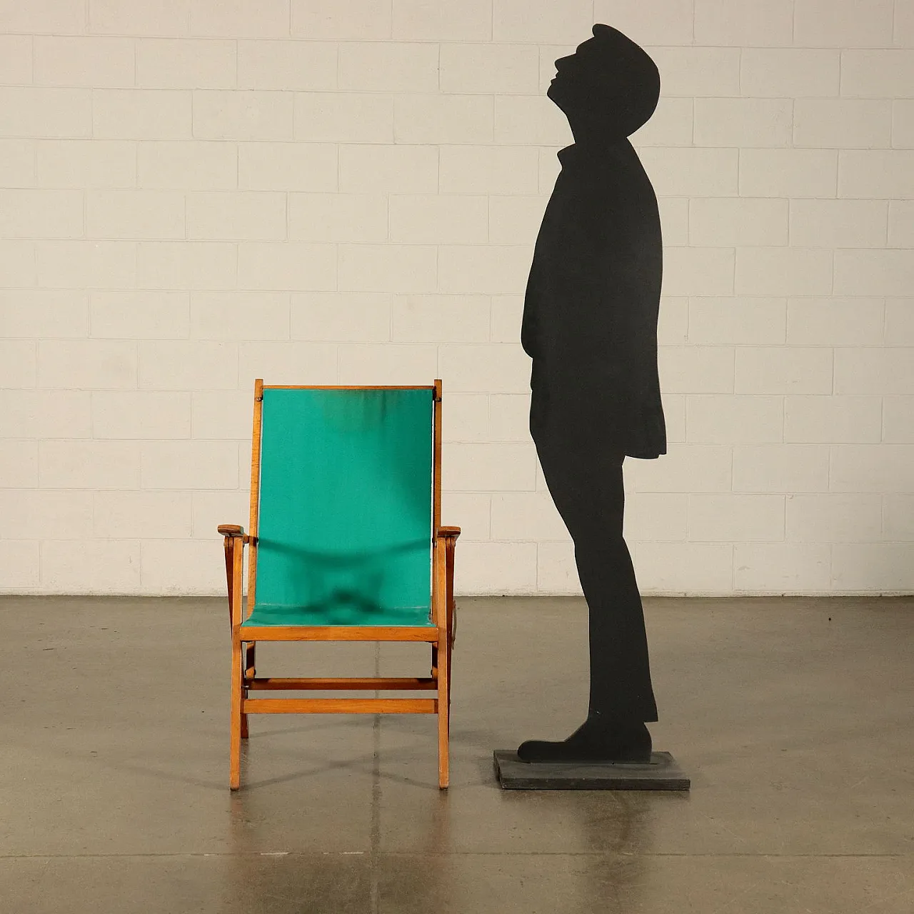 Sedia a sdraio in faggio e tessuto di Reguitti, anni '50 2