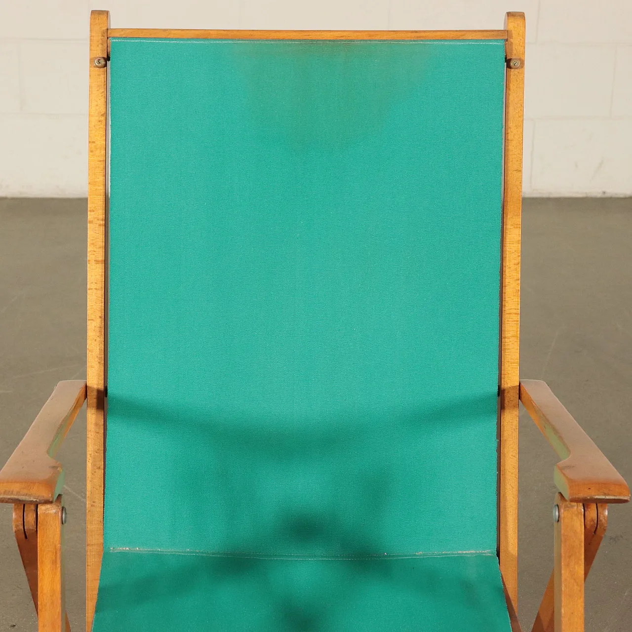 Sedia a sdraio in faggio e tessuto di Reguitti, anni '50 4