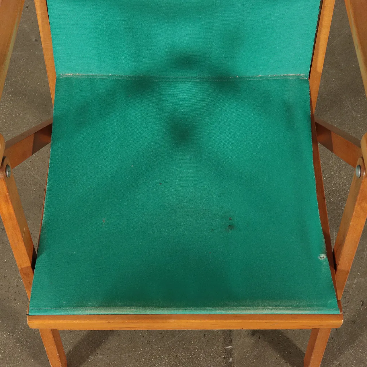 Sedia a sdraio in faggio e tessuto di Reguitti, anni '50 5