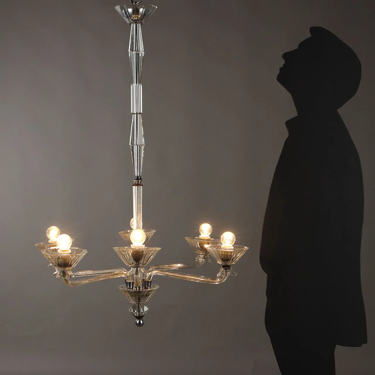 Vintage Ceiling Lamp Murano Glass Italy 1930s-1940s 2