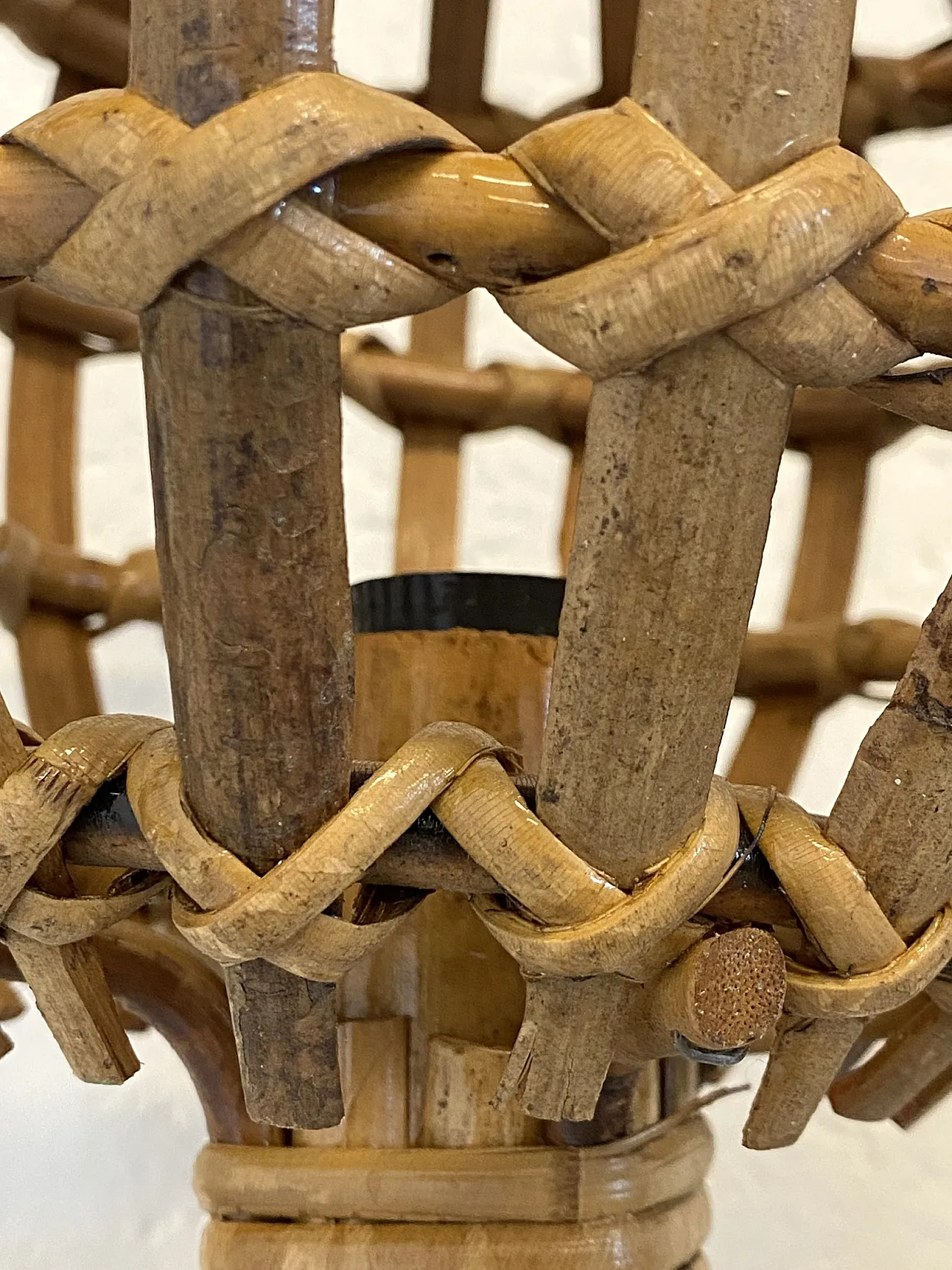 Pair of 1970s rattan and bamboo wall sconces 3